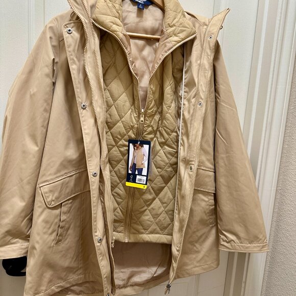 Lands' End Women's Jacket With Vest Size S Tan Water Resistant Lightweight NEW - Picture 2 of 16
